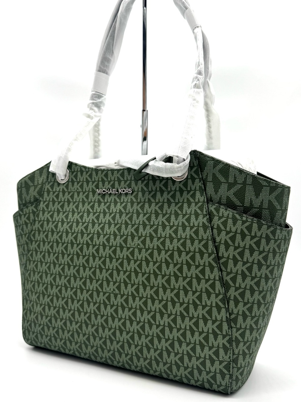 Michael Kors Jet Set Large Signature Logo Shoulder Bag - Amazon Green